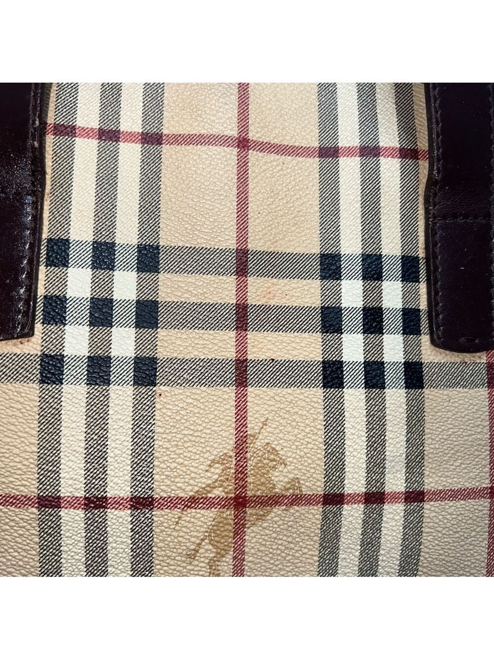 Burberry London Tote Bag Nova Check Plaid Canvas Leather Trim Shoulder Bag - Picture 3 of 16
